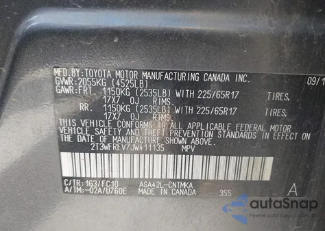 2018 Toyota Rav4 Xle from USA, damaged, VIN 2T3WFREV7JW411135